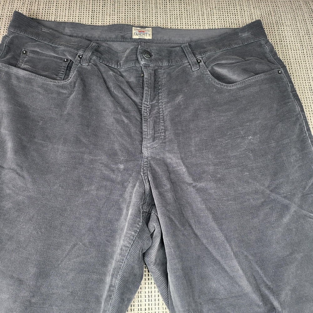 Faherty Pants Mens 36x30 Gray Corduroy Chino Regular Fit Straight Leg Casual